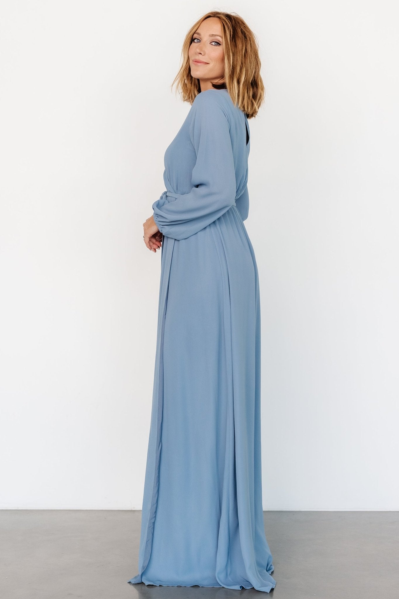 Breanne Faux Wrap Maxi Dress | Slate Blue - Baltic Born