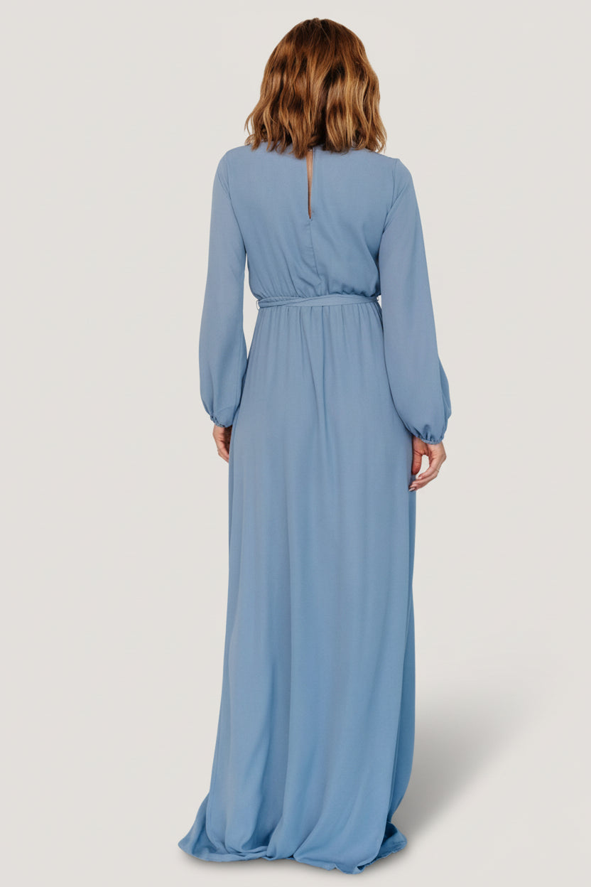 Breanne Faux Wrap Maxi Dress - Slate Blue | Baltic Born XS Breanne Faux Wrap Maxi Dress - Slate Blue | Baltic Born XS