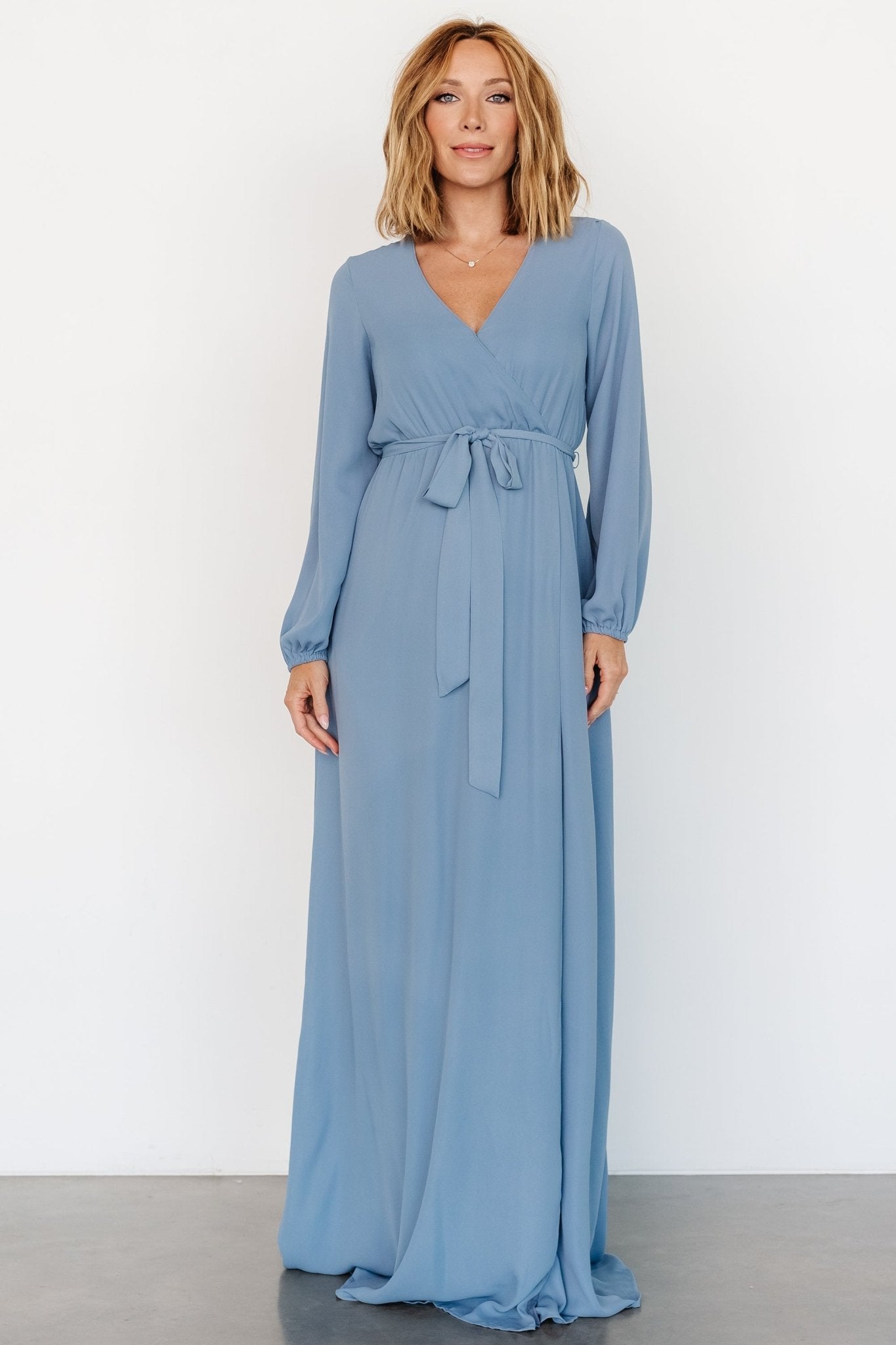 Breanne Faux Wrap Maxi Dress | Slate Blue - Baltic Born