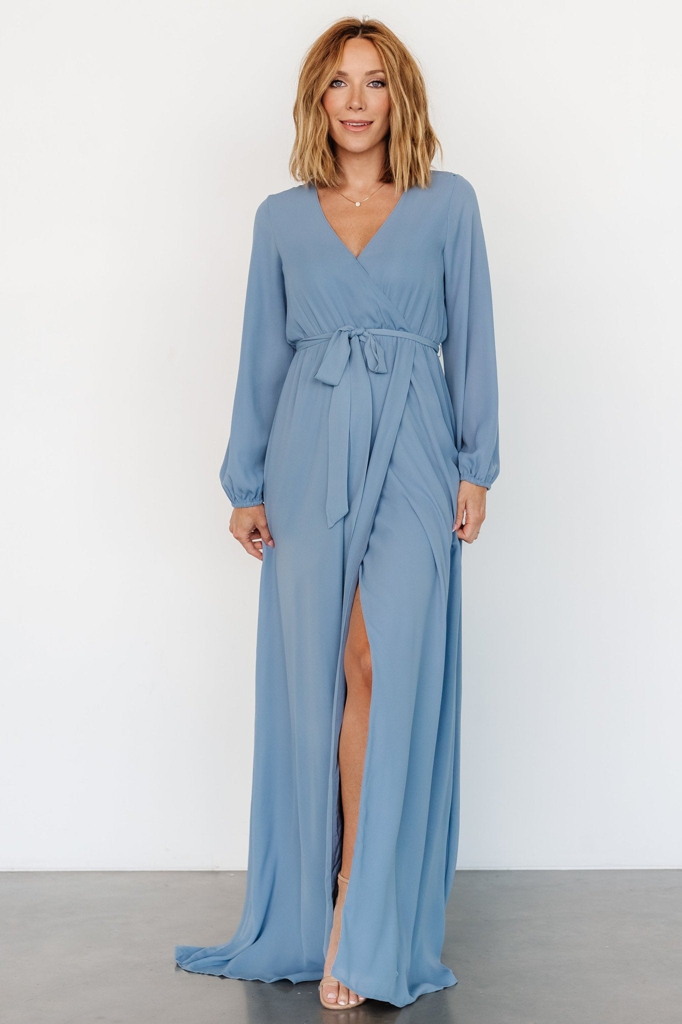 Breanne Faux Wrap Maxi Dress | Slate Blue - Baltic Born