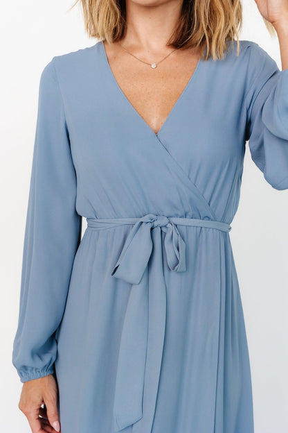 Breanne Faux Wrap Maxi Dress | Slate Blue - Baltic Born