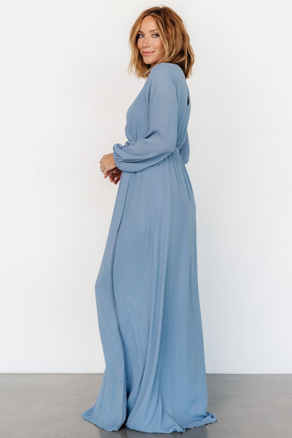 Breanne Faux Wrap Maxi Dress | Slate Blue - Baltic Born