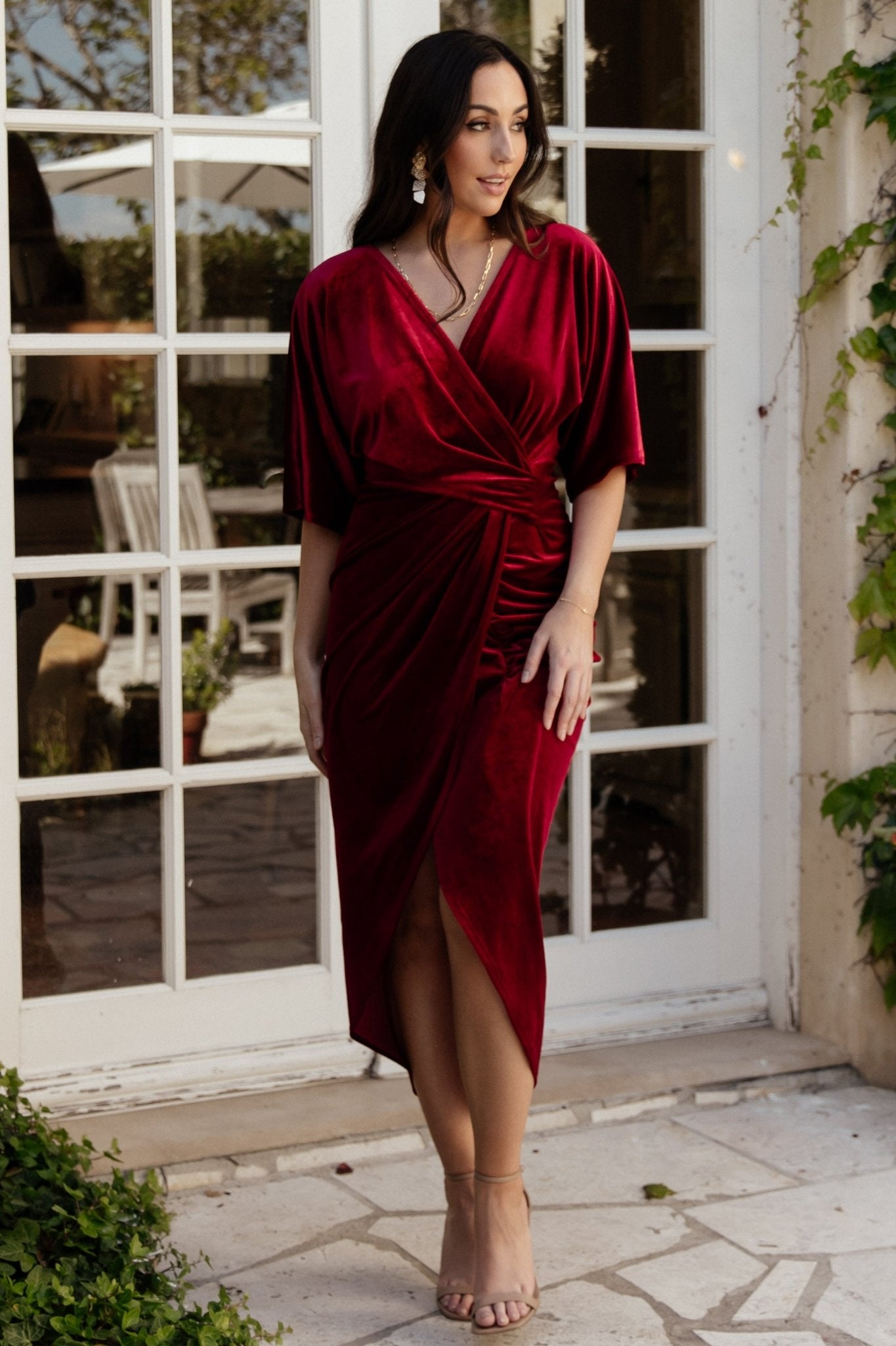 Brendyn Ruched Velvet Dress | Wine - Baltic Born