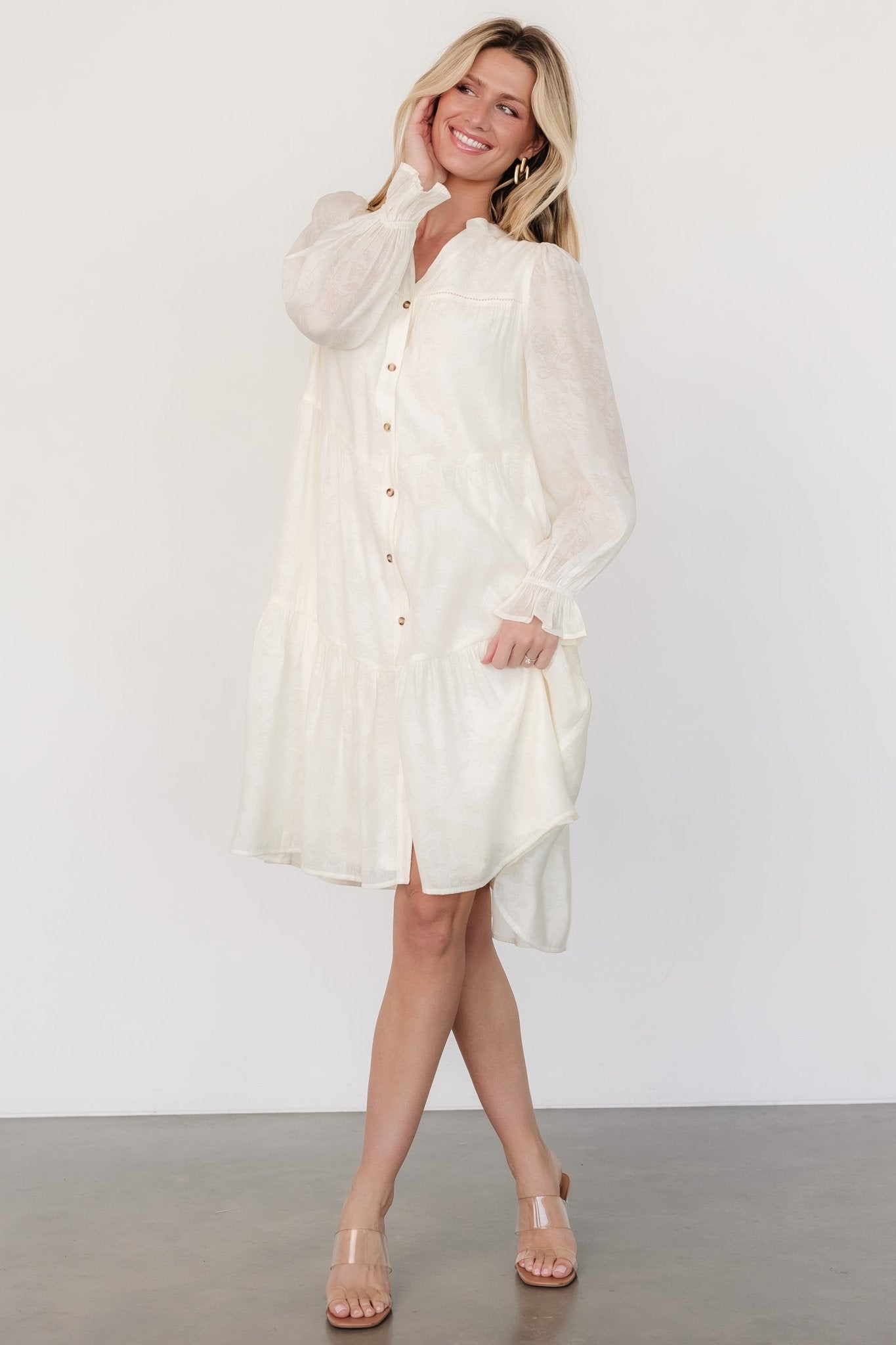 Brenna Button Midi Dress | Cream - Baltic Born