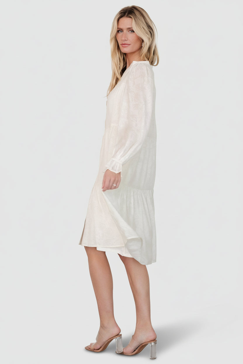 Baltic Born Womens Brenna Button Midi Dress | Cream | Size: Medium