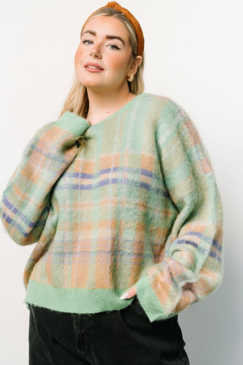 Brentridge Plaid Sweater | Green Multi