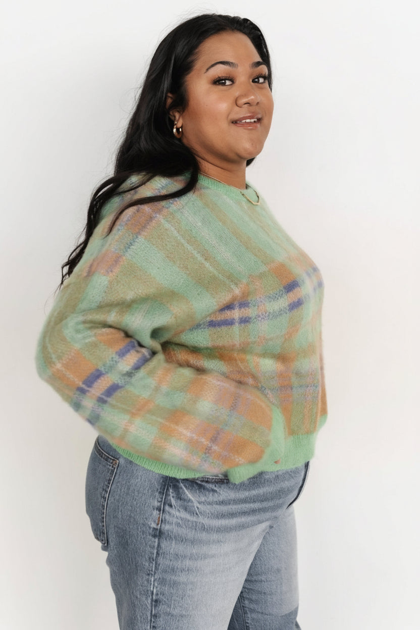 Brentridge Plaid Sweater | Green Multi