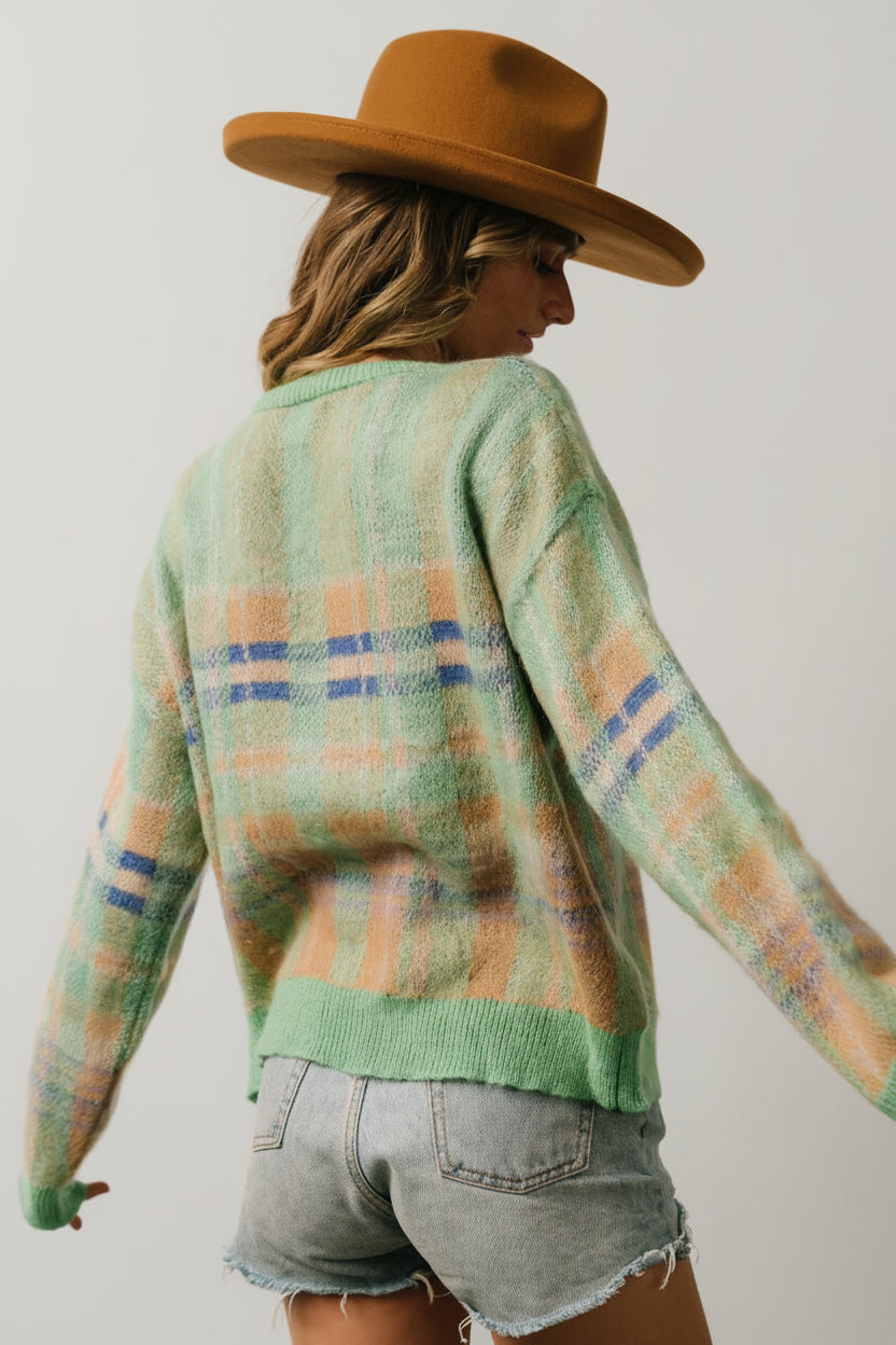 Brentridge Plaid Sweater | Green Multi
