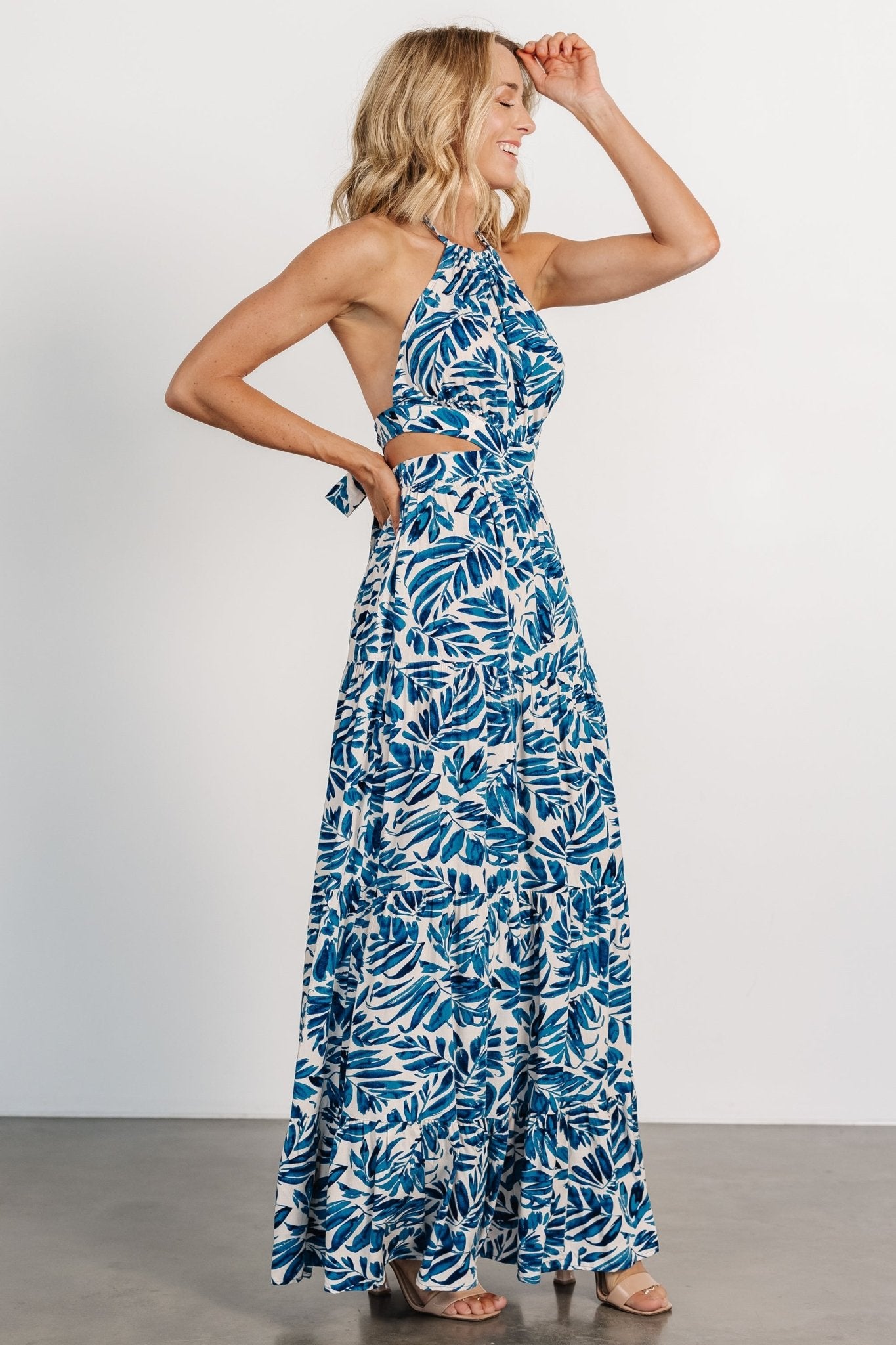 Brett Halter Maxi Dress | Cobalt Print - Baltic Born