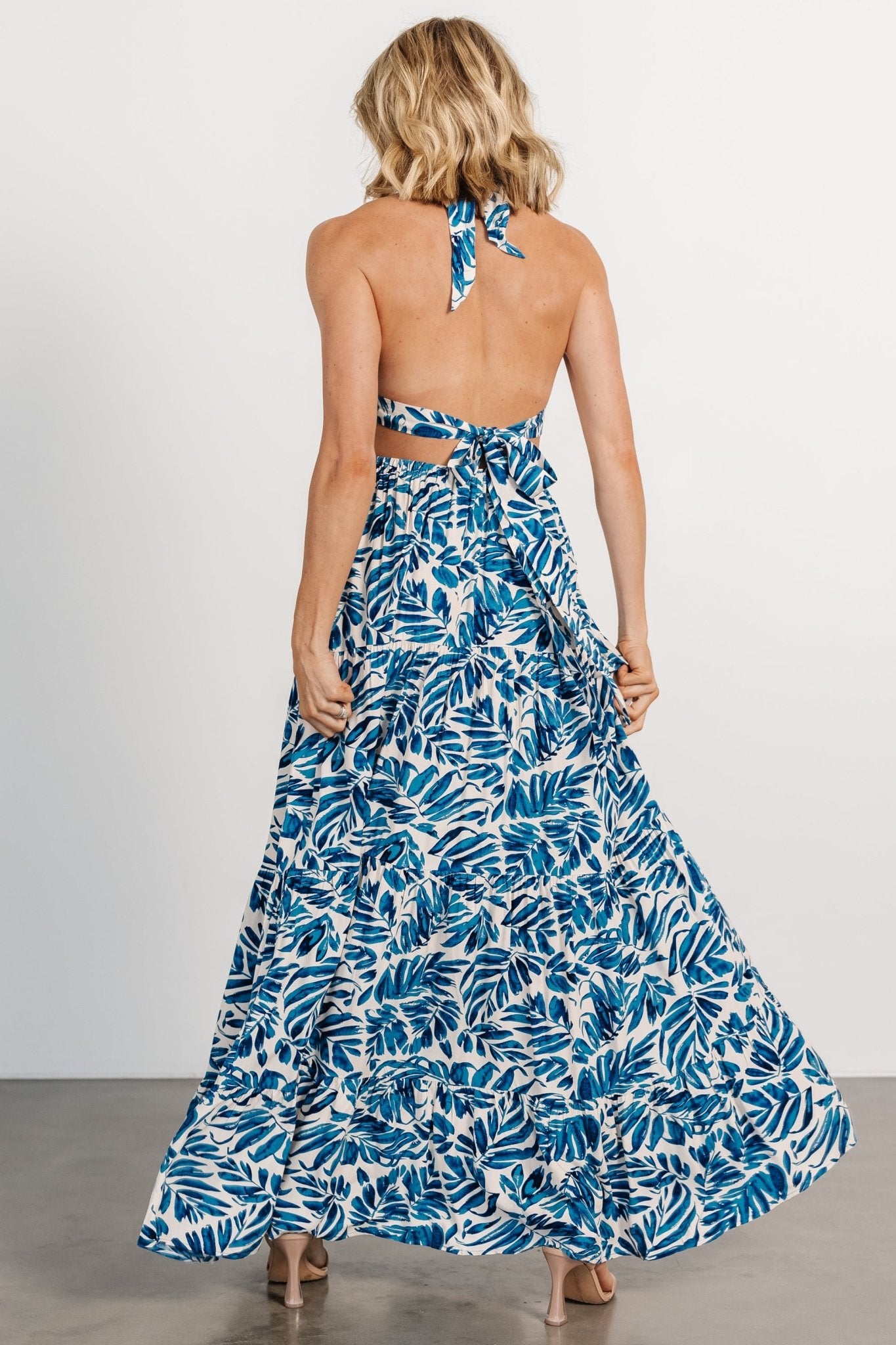 Brett Halter Maxi Dress | Cobalt Print - Baltic Born