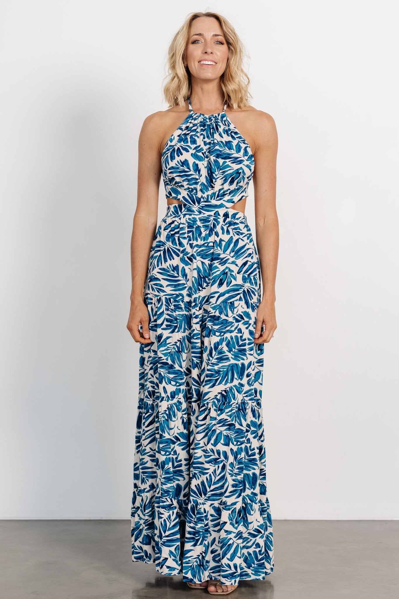 Brett Halter Maxi Dress | Cobalt Print - Baltic Born