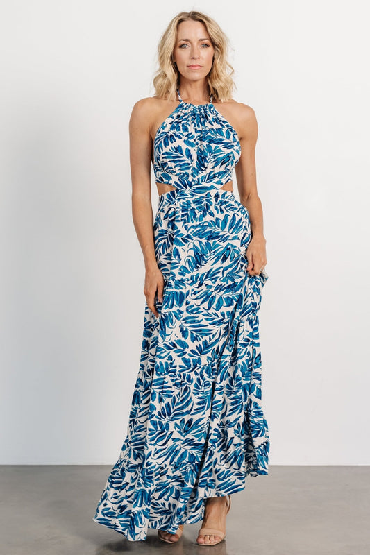 Brett Halter Maxi Dress | Cobalt Print - Baltic Born