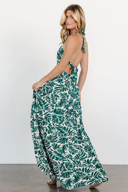 Brett Halter Maxi Dress | Palm Green Print - Baltic Born