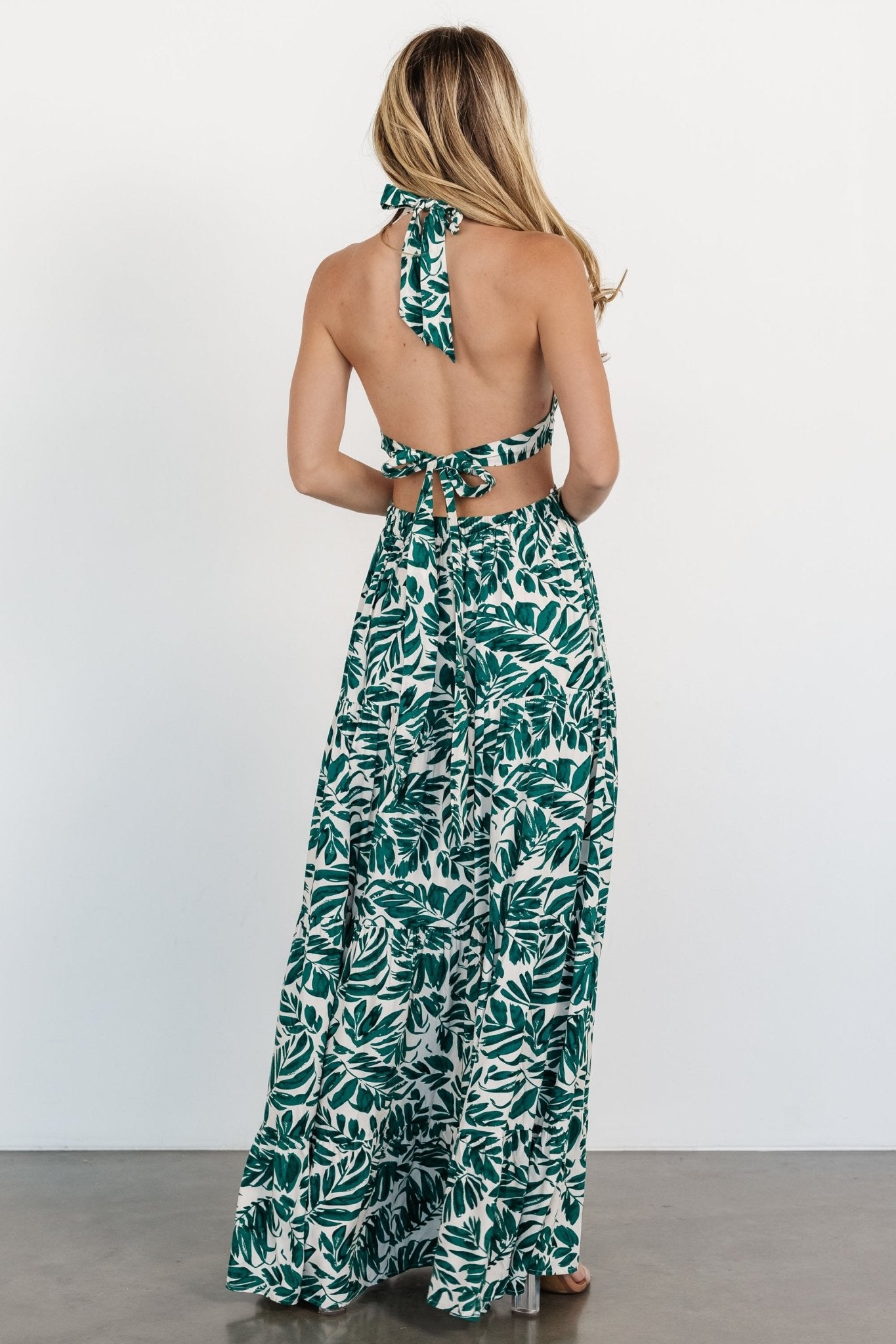 Brett Halter Maxi Dress | Palm Green Print - Baltic Born