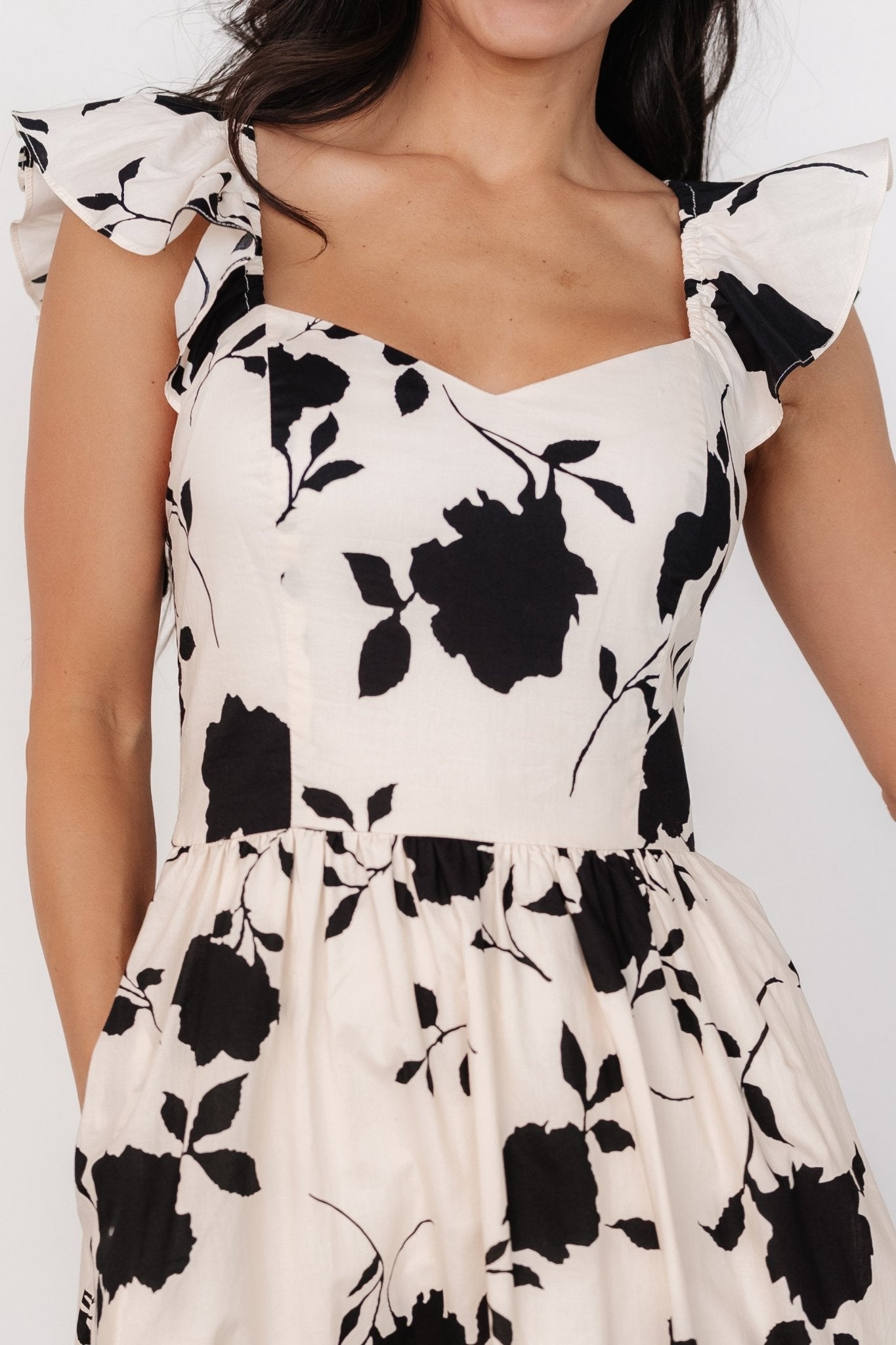 Bridget Midi Dress | Ivory + Black Floral - Baltic Born