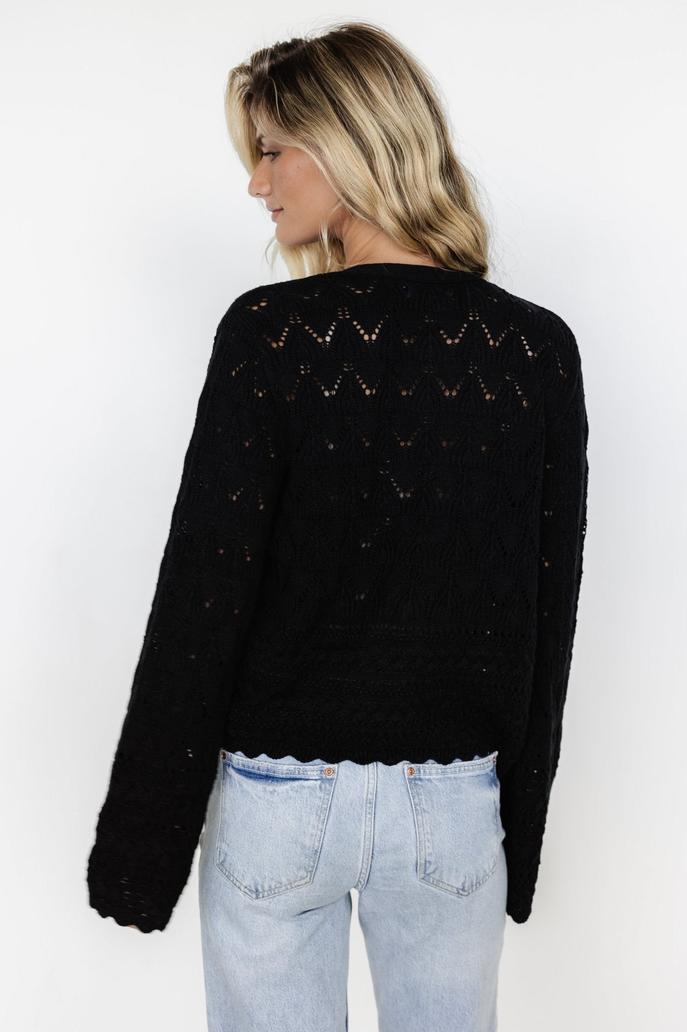 Brigid Pointelle Cardigan | Black - Baltic Born