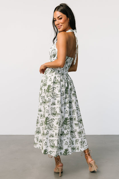 Bristol Halter Midi Dress | Green Print - Baltic Born