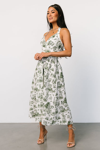 Bristol Halter Midi Dress | Green Print - Baltic Born