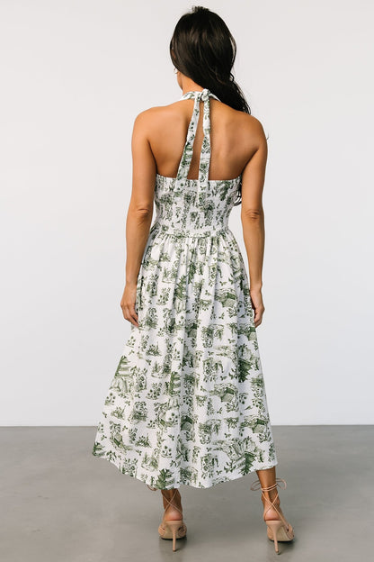 Bristol Halter Midi Dress | Green Print - Baltic Born