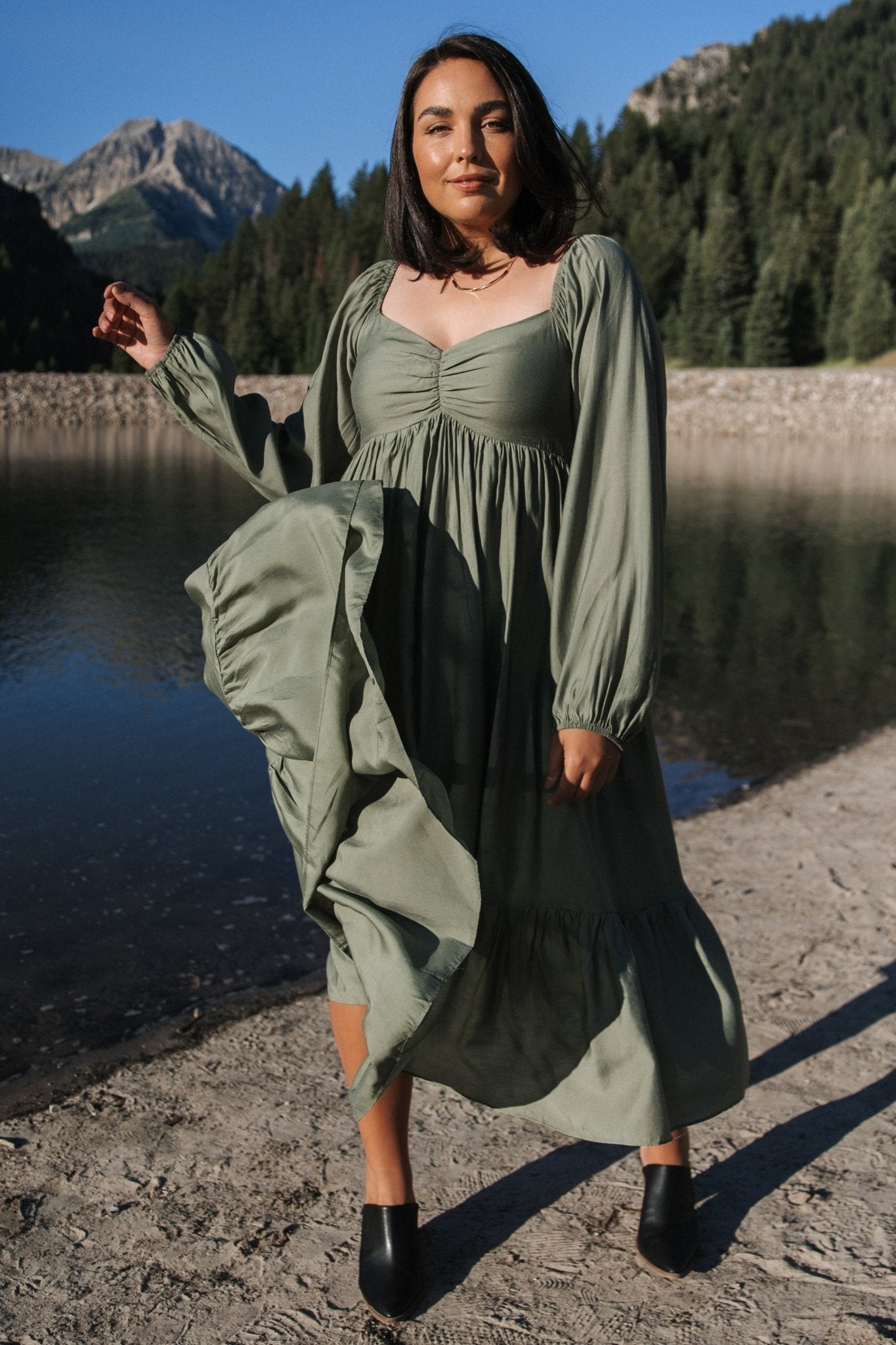 Brittany Long Sleeve Dress Olive