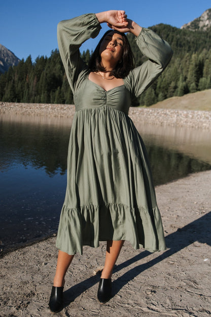 Brittany Long Sleeve Dress | Olive - Baltic Born