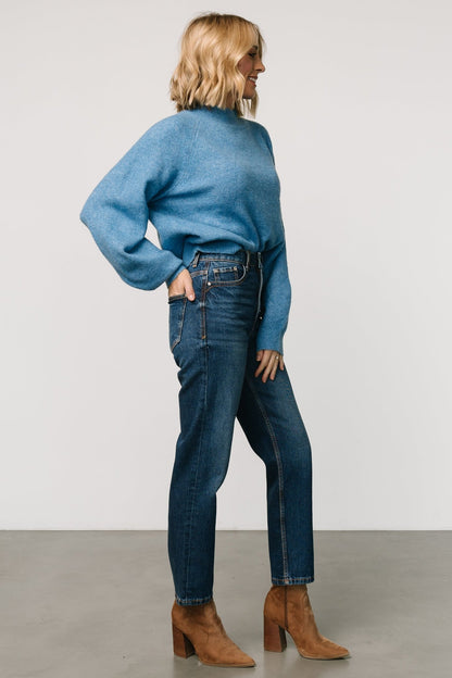 Bronson Mock Neck Sweater | Blue - Baltic Born