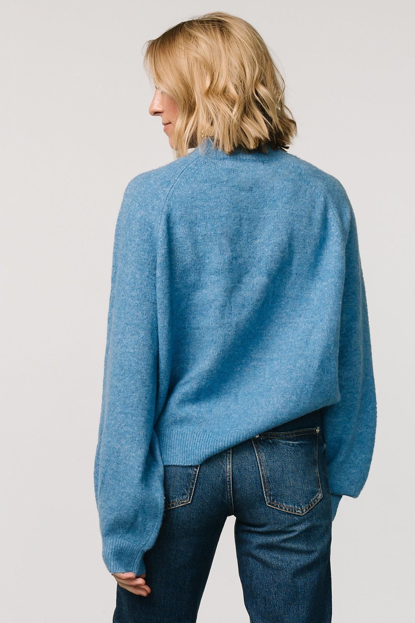 Bronson Mock Neck Sweater | Blue - Baltic Born