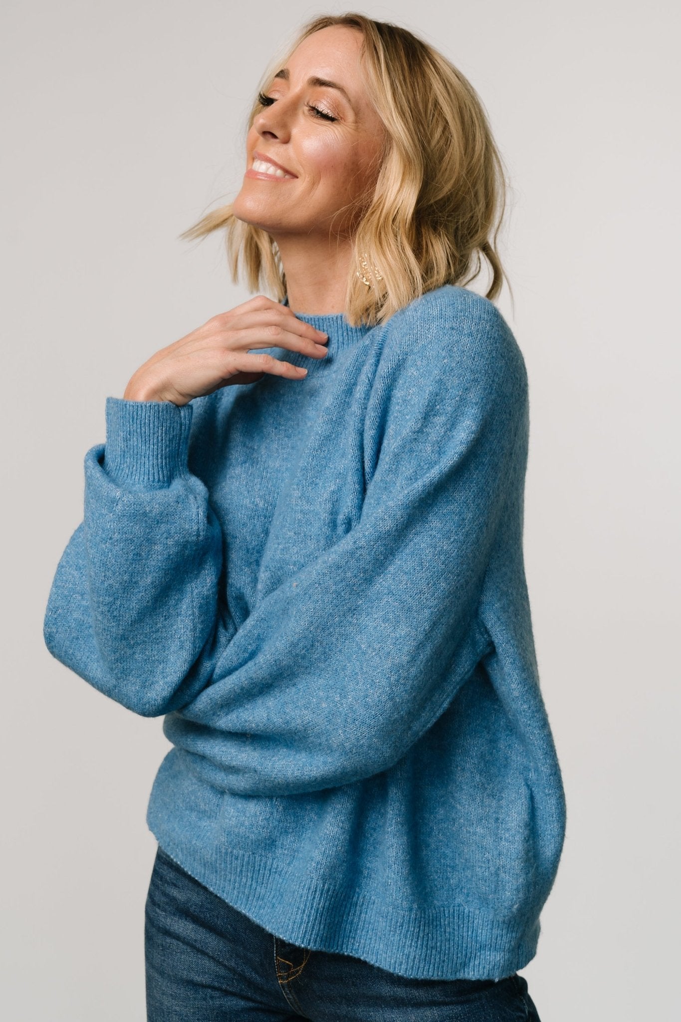 Bronson Mock Neck Sweater | Blue - Baltic Born