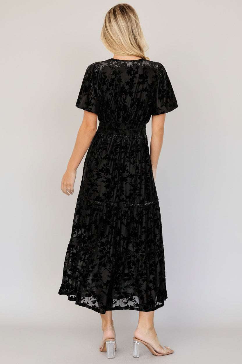 knee length dresses for ladies Velvet Tiered Midi Dress main image 1