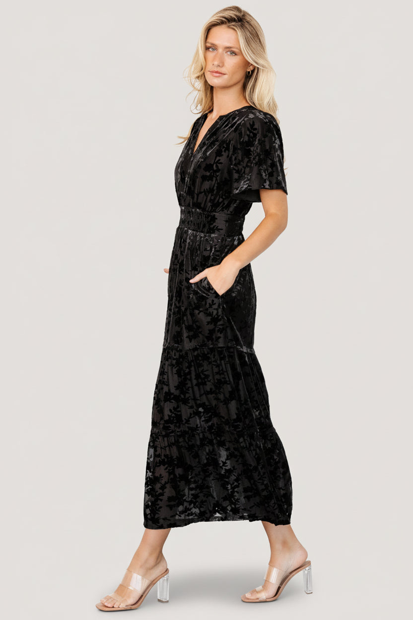 Baltic Born Womens Bronwyn Velvet Dress | Black