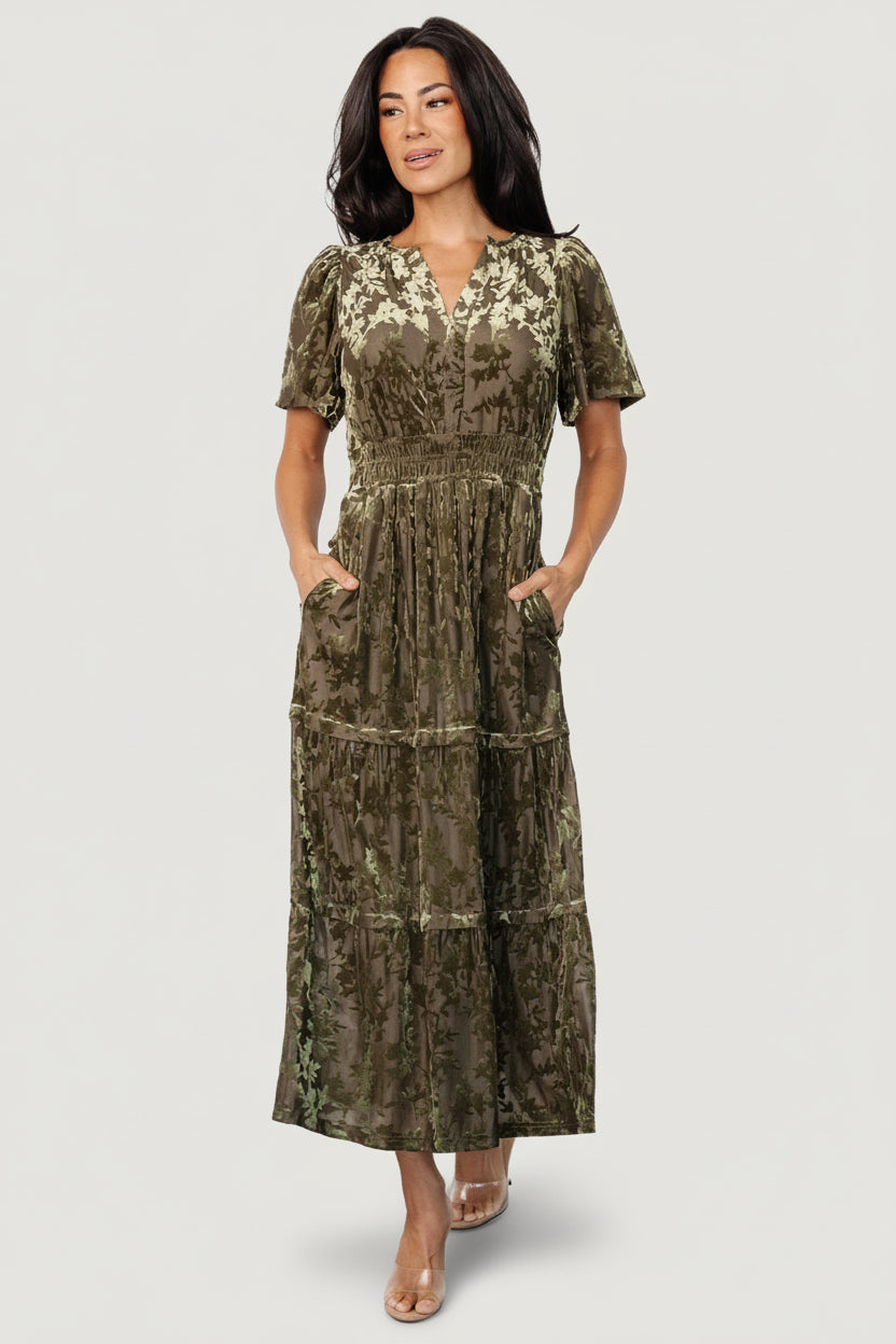 Baltic Born Womens Bronwyn Velvet Dress | Olive