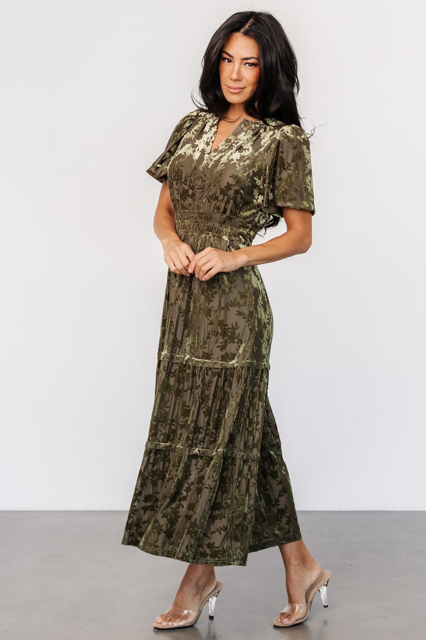 Bronwyn Velvet Dress | Olive - Baltic Born