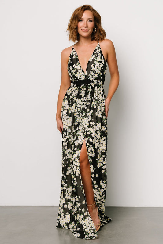 Brylee Maxi Dress | Black Flower Print - Baltic Born