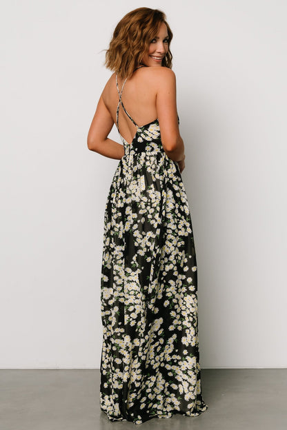 Brylee Maxi Dress | Black Flower Print - Baltic Born