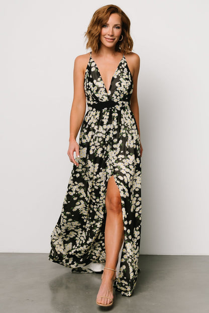 Brylee Maxi Dress | Black Flower Print - Baltic Born