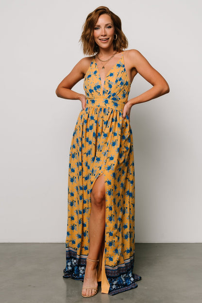 Brylee Maxi Dress | Mustard + Navy - Baltic Born