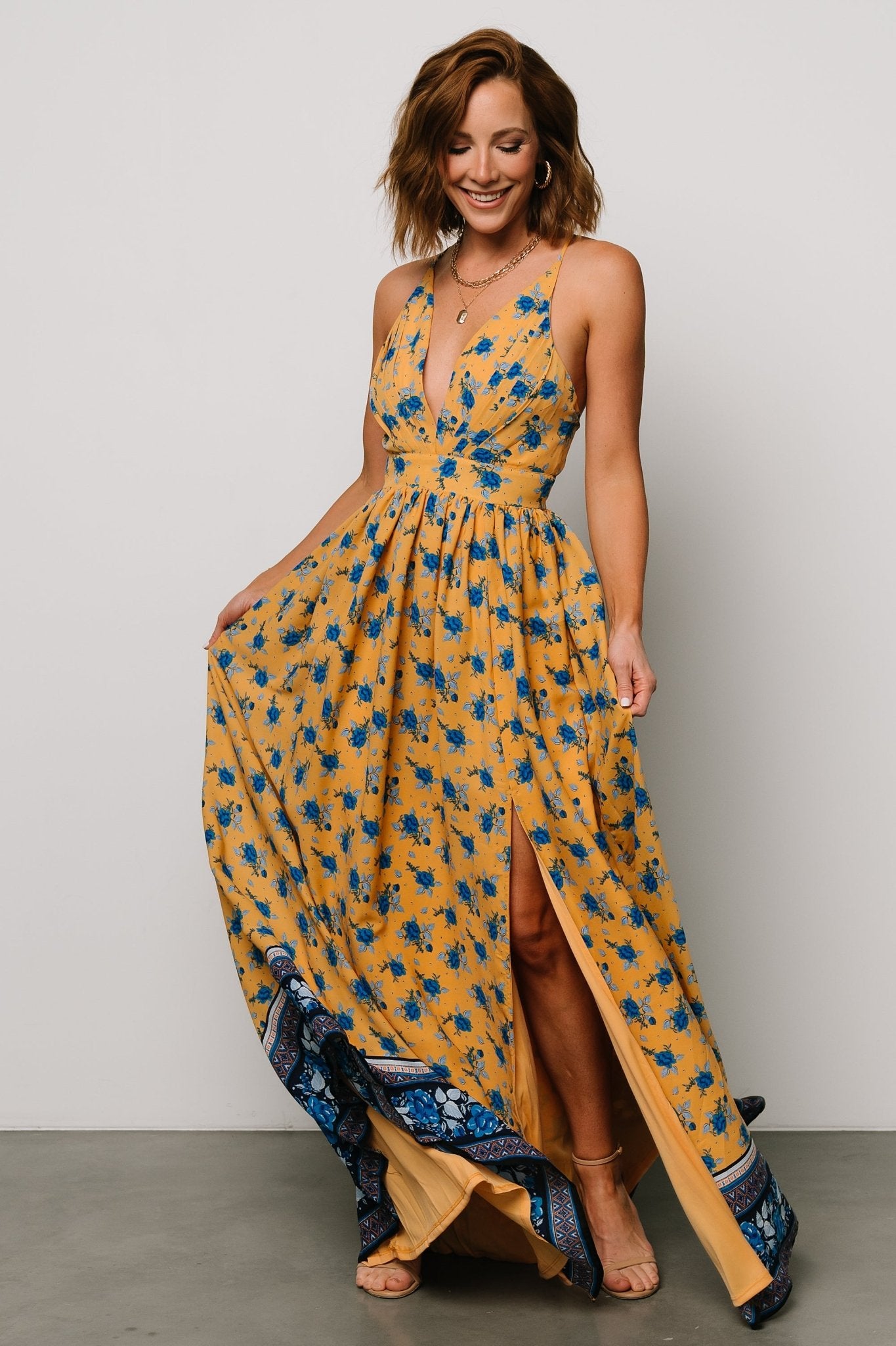 Brylee Maxi Dress | Mustard + Navy - Baltic Born