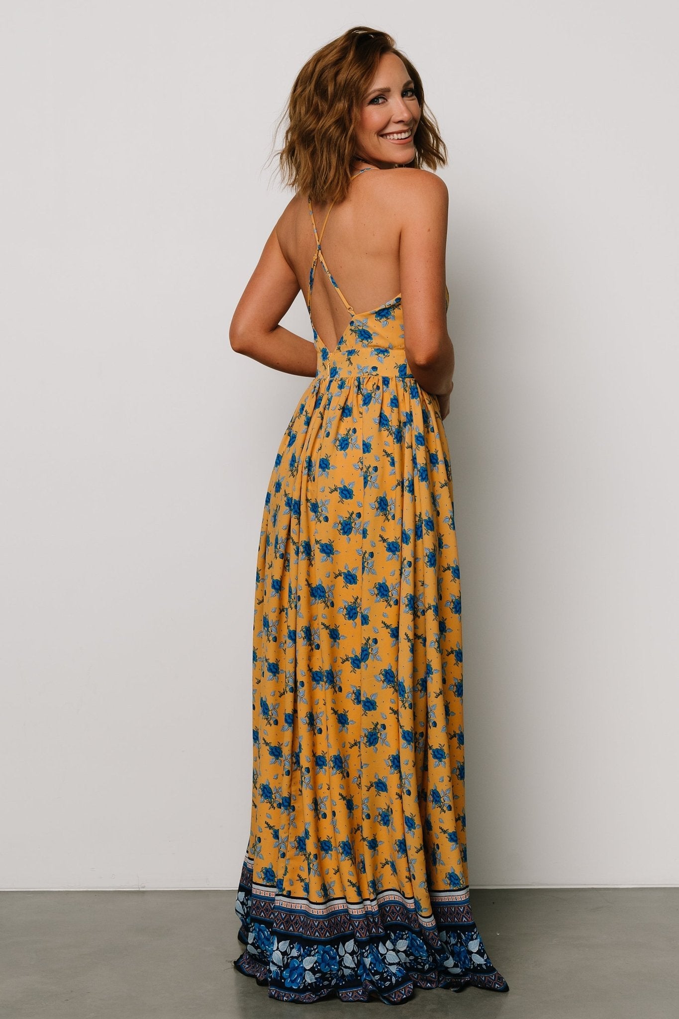 Brylee Maxi Dress | Mustard + Navy - Baltic Born