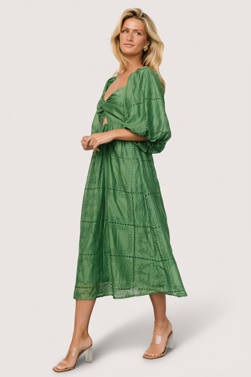 Brynn Satin Floral Midi Dress