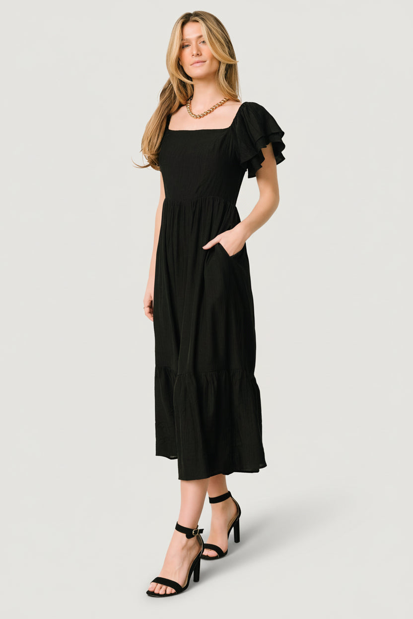 Buttercup Midi Dress — Smocked Square Neck