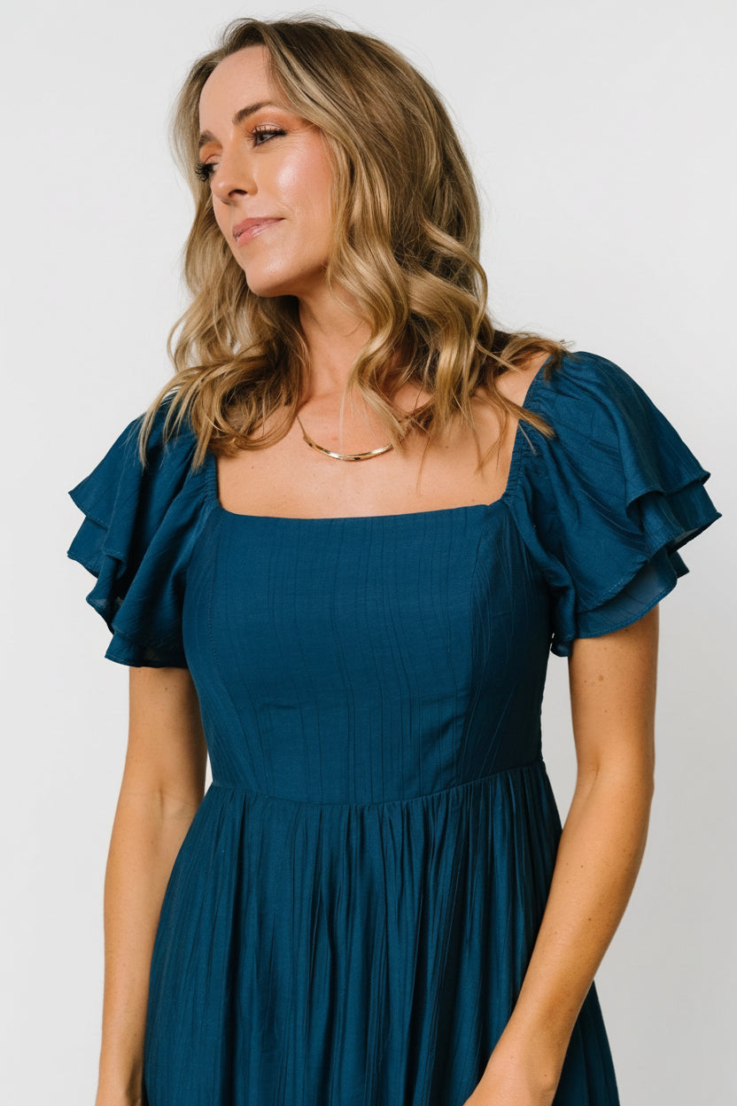 blue dress for baby girl Anela Asymmetric Midi Dress - Navy
