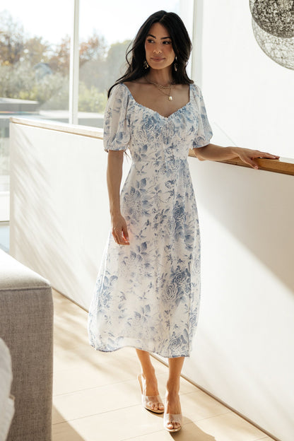 Cadence Midi Dress | Blue Floral - Baltic Born