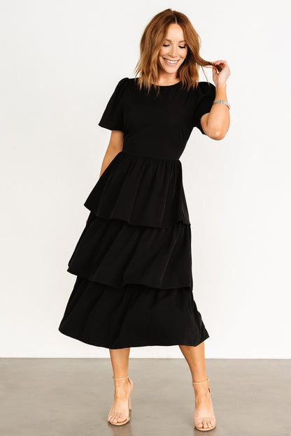 Cadenza Tiered Maxi Dress | Black - Baltic Born