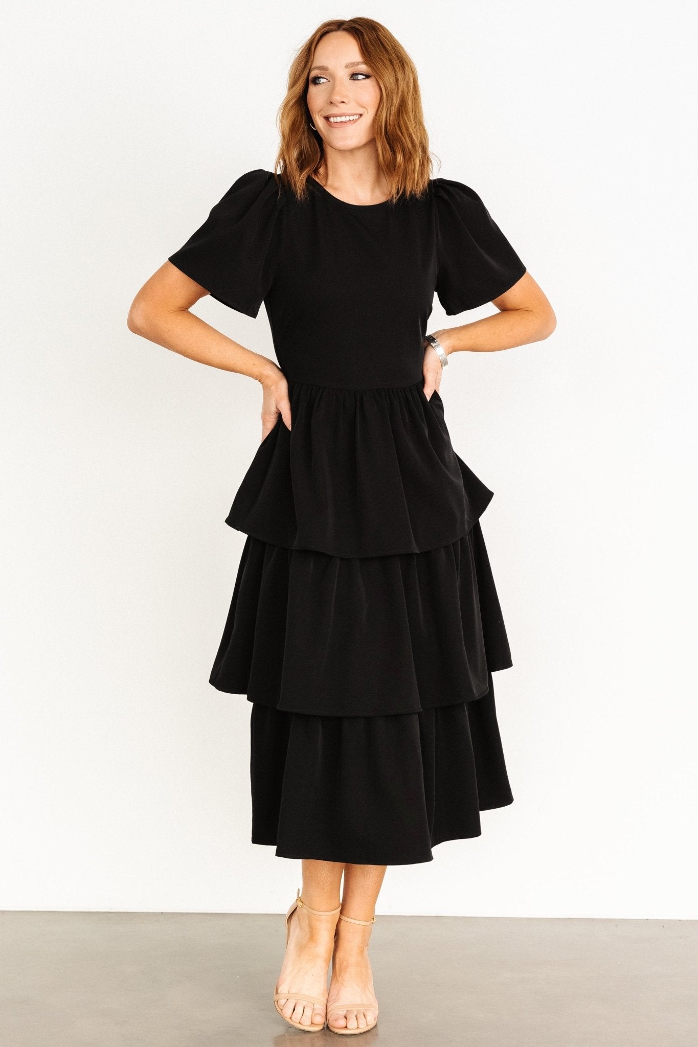 Cadenza Tiered Maxi Dress | Black - Baltic Born