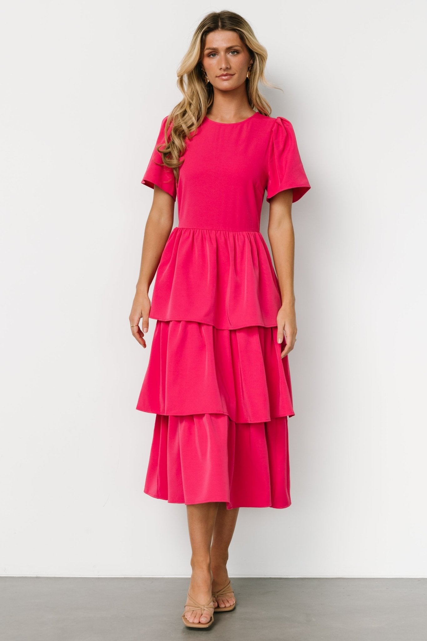 Cadenza Tiered Maxi Dress | Deep Pink - Baltic Born