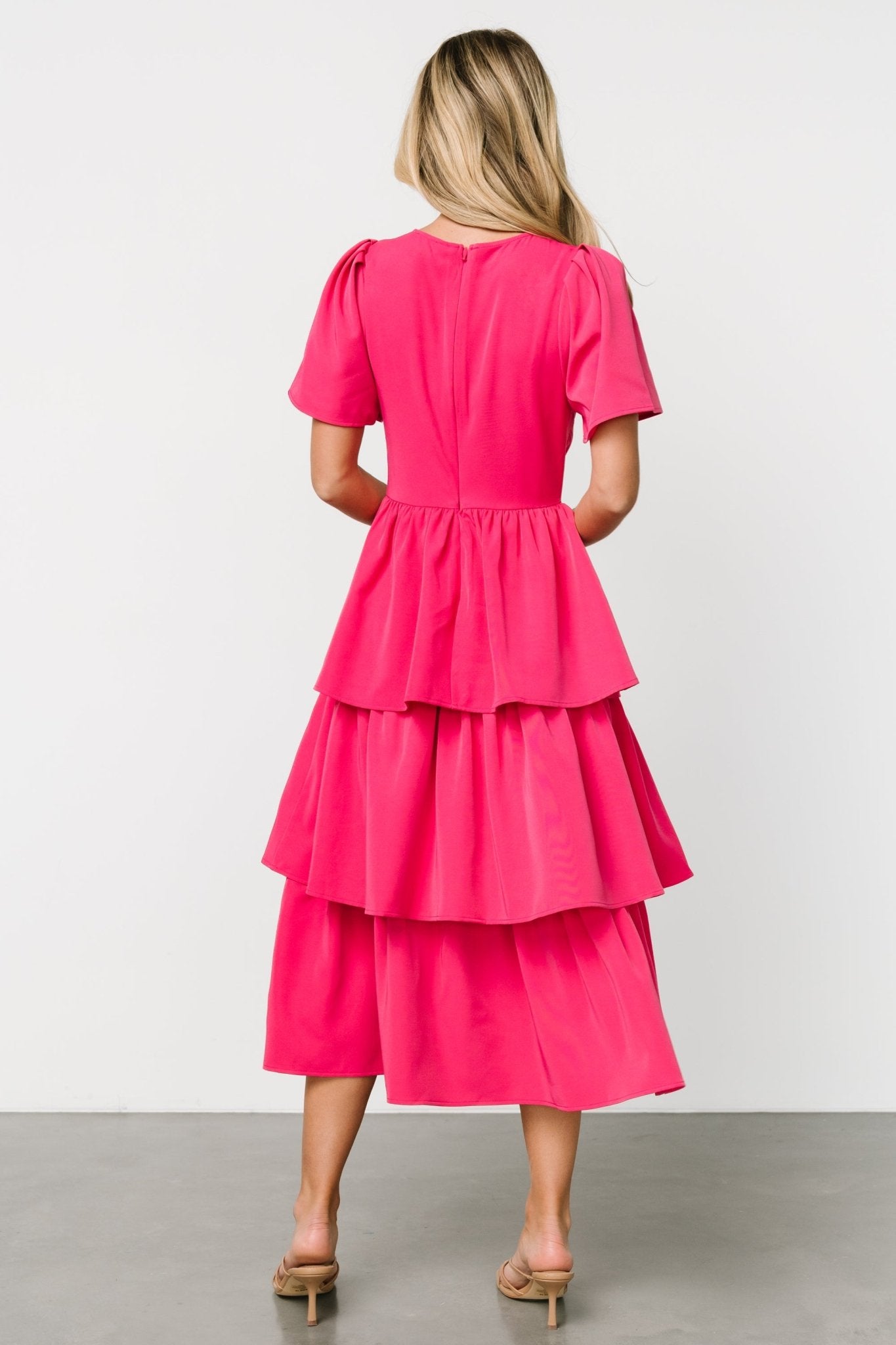 Cadenza Tiered Maxi Dress | Deep Pink - Baltic Born