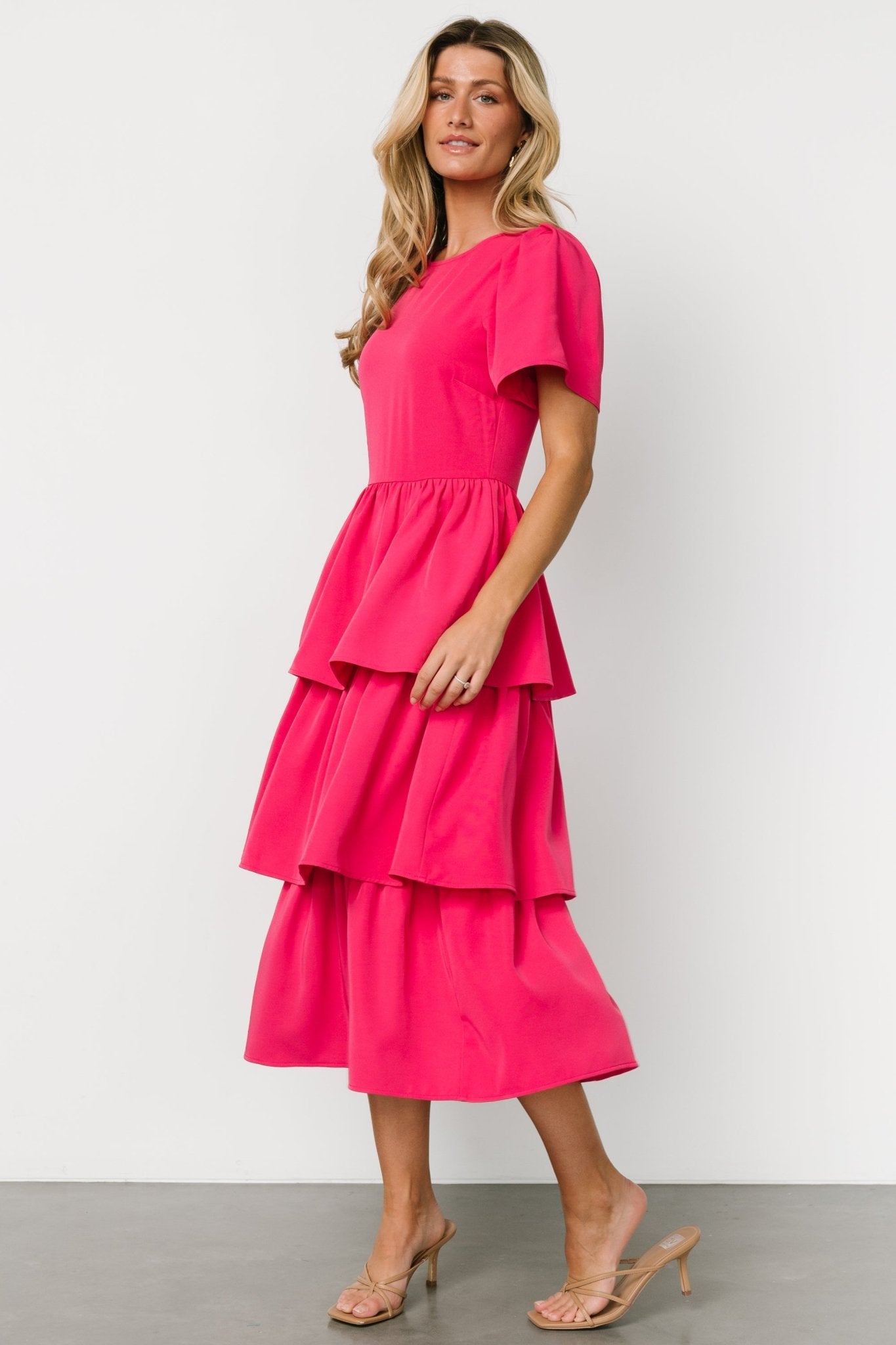 Cadenza Tiered Maxi Dress | Deep Pink - Baltic Born