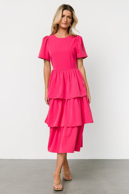 Cadenza Tiered Maxi Dress | Deep Pink - Baltic Born