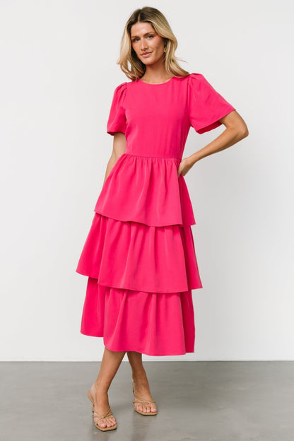 Cadenza Tiered Maxi Dress | Deep Pink - Baltic Born