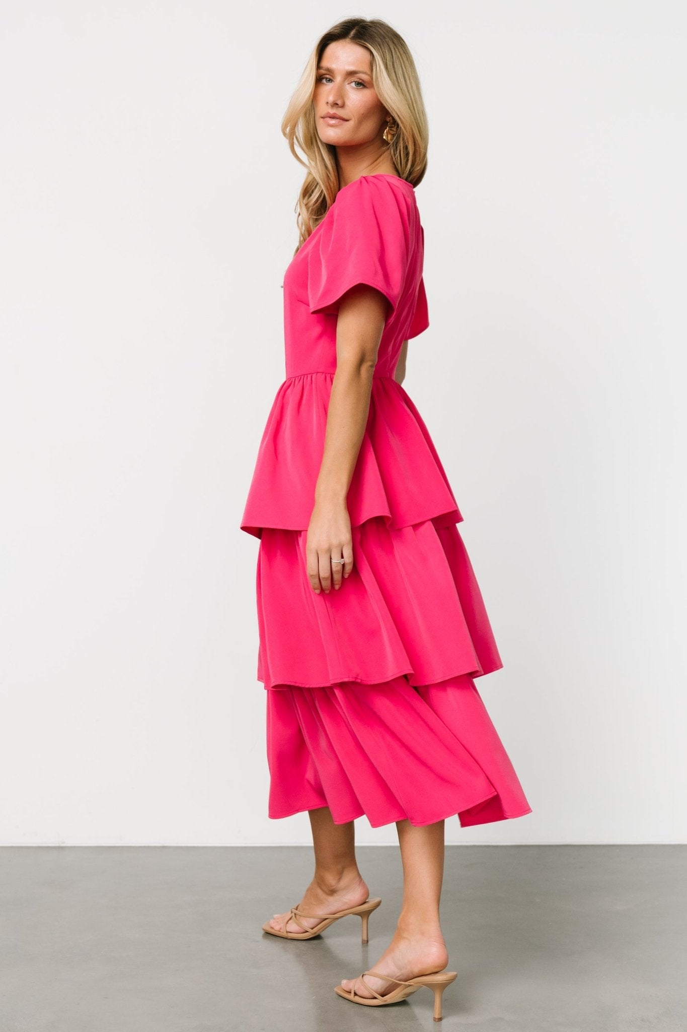 Cadenza Tiered Maxi Dress | Deep Pink - Baltic Born